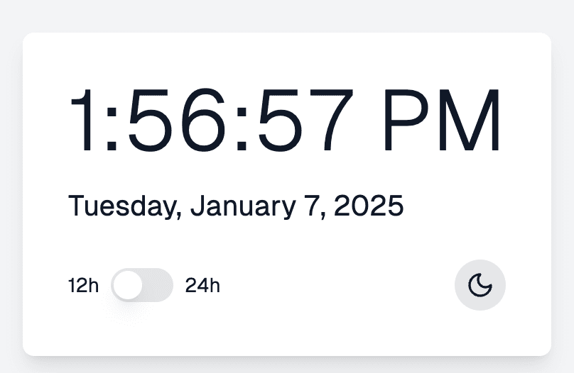 Notion Clock Widget with Dark Mode and 12h/24h Toggle